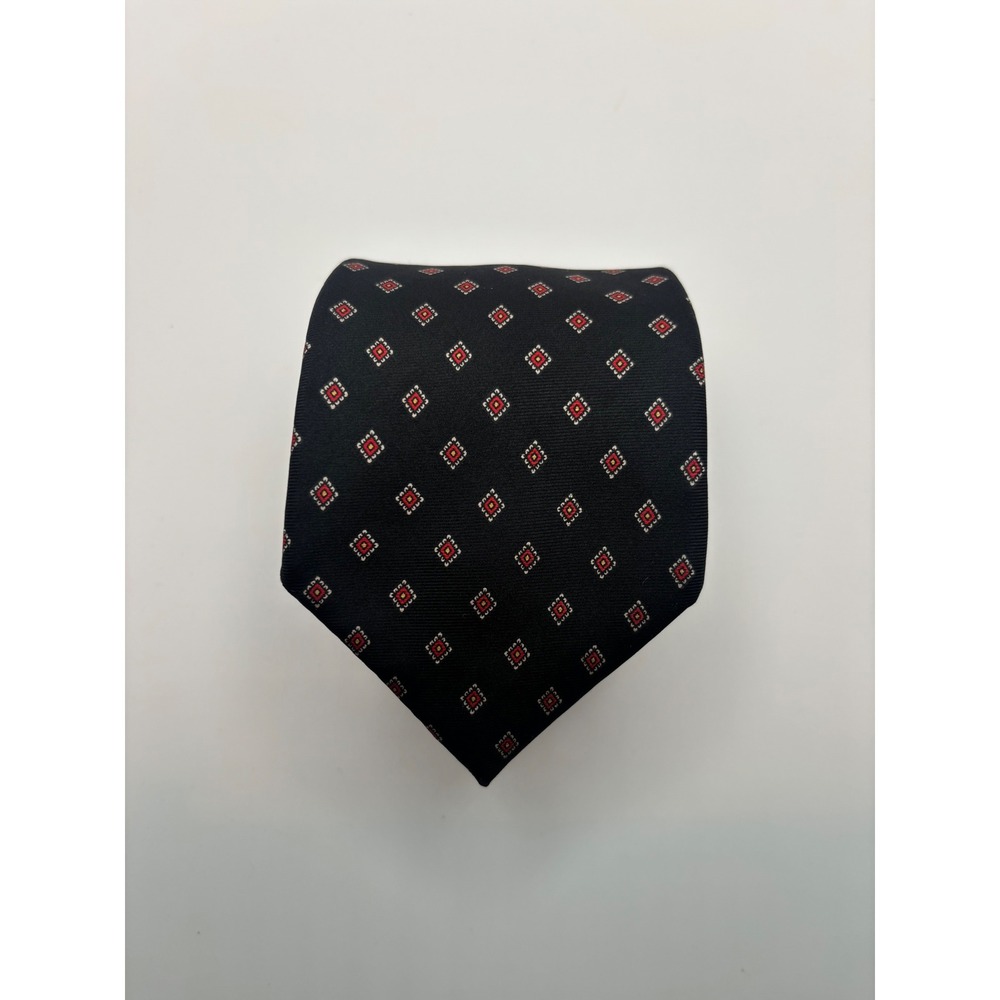 Pietro di Como Navy Blue Silk Geometric Diamond Pattern Hand Made Tie USA